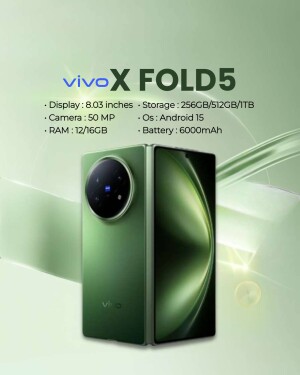 Green Vivo X Fold 5 foldable smartphone with specifications