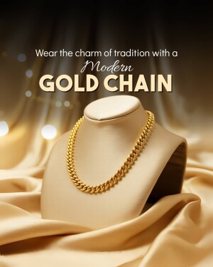 Close-up of a gold chain on a mannequin bust with a blurred background.