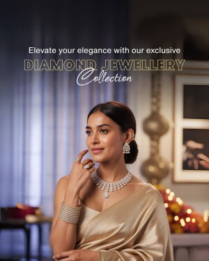 Woman wearing diamond jewellery collection