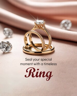 Close-up of a diamond engagement ring and wedding band on a silk background