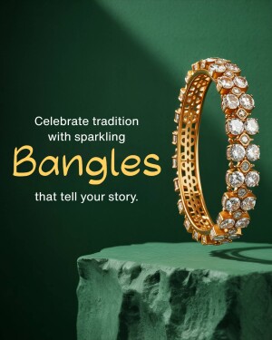 Close-up of gold bangles with diamond accents on a dark green surface