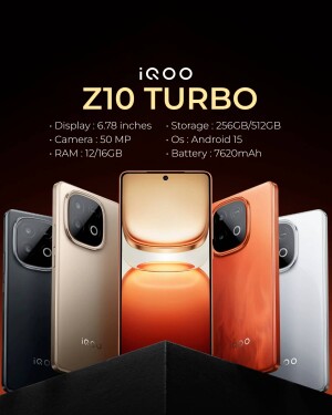 iQOO Z10 Turbo smartphone in multiple colors