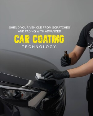 A person applying car coating to a vehicle's hood.