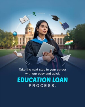 Young graduate with education loan promotional graphic