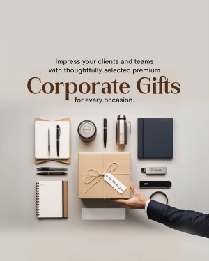 Selection of premium corporate gifts arranged on a neutral background.