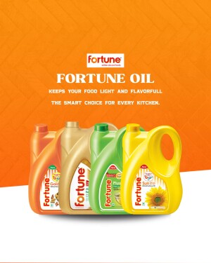Assortment of Fortune cooking oil bottles in different colors