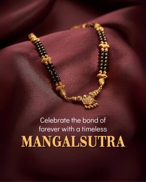 Close-up of a beautiful gold mangalsutra necklace on a maroon background
