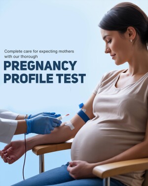 Pregnant woman getting a blood test for pregnancy profile