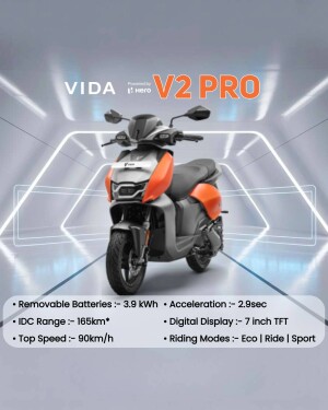 Hero Vida V2 Pro electric scooter in grey and orange color