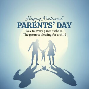 Silhouette of a family with parents and a child celebrating National Parents' Day