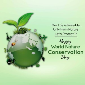 Earth with sprouting plant and insects, promoting nature conservation