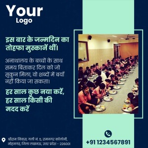 Image of children enjoying a meal at an orphanage, promoting birthday charity.