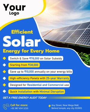 Solar panel advertisement with cost savings and benefits