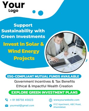 Flyer promoting green investments in solar and wind energy projects.