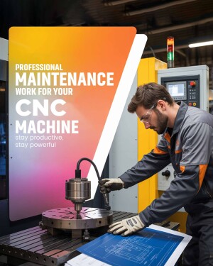 A technician performing maintenance on a CNC machine.