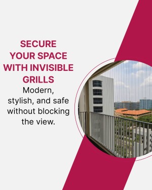 Balcony with invisible grills offering security and unobstructed view
