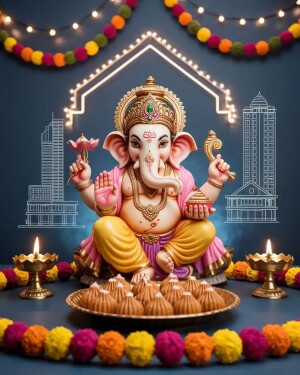 Abstract pattern with geometric shapes and lines.