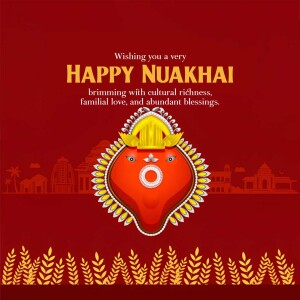 Nuakhai festival greeting with traditional design and cultural elements