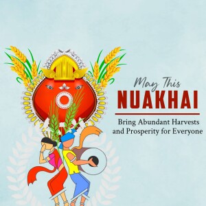 Illustration of Nuakhai festival celebration with traditional elements.