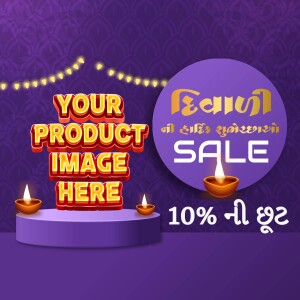 Red Beats headphones with Diwali decorations and sale announcement