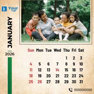 Family portrait with January 2025 calendar