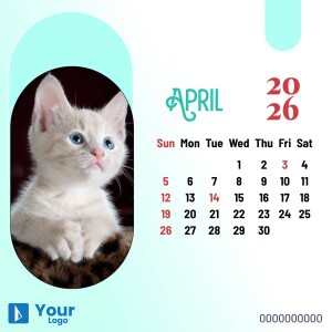 Calendar for April 2025 featuring a cute kitten