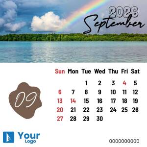 September 2025 calendar with a New York City skyline background