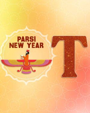 Parsi New Year graphic with Faravahar symbol and text