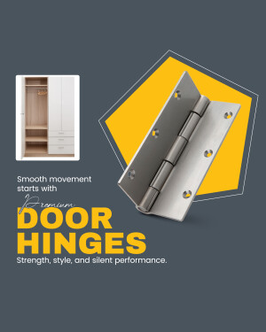 Close-up of a premium door hinge with a wardrobe in the background, showcasing smooth movement and silent performance.