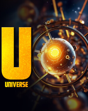 Letter U with a cosmic universe design