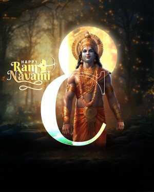 Lord Rama portrait with Ram Navami text