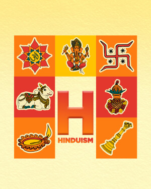 Collage of various symbols representing Hinduism