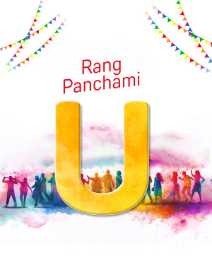 Rang Panchami festival with colorful people and letter U