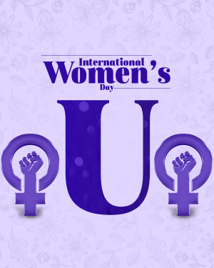 International Women's Day graphic with the letter U and female symbols
