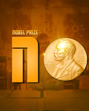 Image of the Nobel Prize medal and portrait of Alfred Nobel