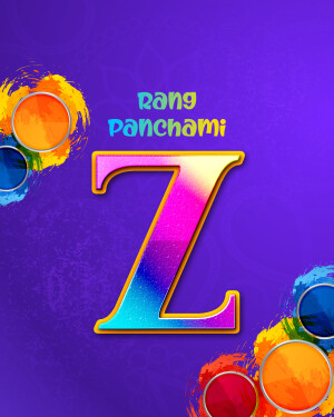 Colorful Rang Panchami graphic with the letter Z