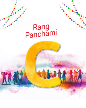 Rang Panchami festival with colorful people and letter C