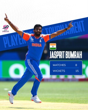 Jasprit Bumrah celebrating a wicket in a cricket match