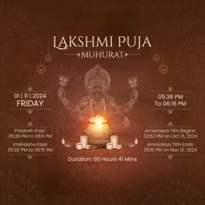 Lakshmi Puja Muhurat timings for 2024 with Goddess Lakshmi illustration