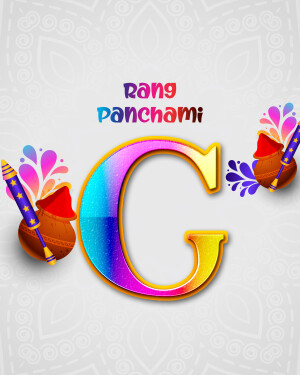 Colorful Rang Panchami graphic with letter 'G'