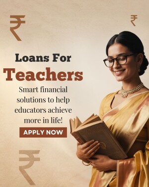 Image of a teacher with text promoting loans for educators.