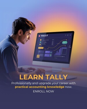 Man learning Tally accounting software on a computer