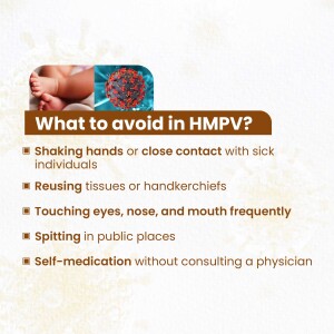 Infographic listing ways to avoid Human Metapneumovirus (HMPV) infection.