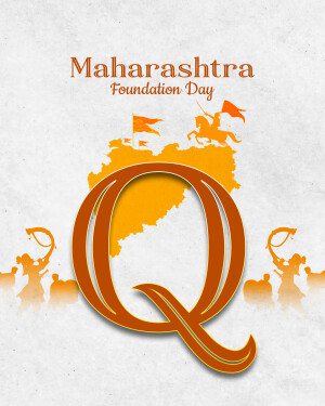 Maharashtra Foundation Day graphic with map and cultural elements