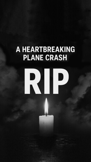 A black and white image with the text 'A Heartbreaking Plane Crash RIP' and a lit candle.