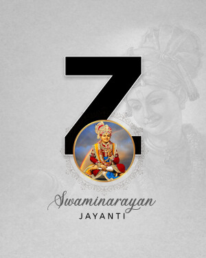 Swaminarayan Jayanti poster with the letter 'Z' and a portrait of Swaminarayan