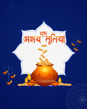 Akshaya Tritiya festive graphic with pot of gold and traditional decorations