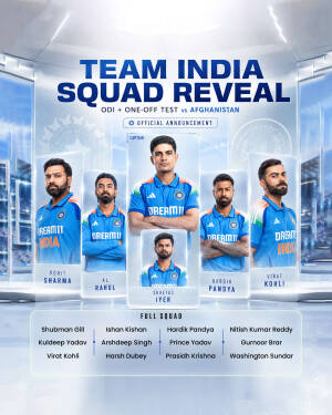 Team India cricket squad announcement featuring players in official jerseys