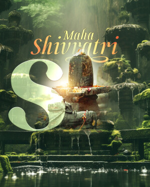 Maha Shivratri image with Shiva Lingam and the letter 'S'