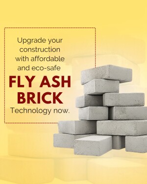Stack of fly ash bricks with promotional text